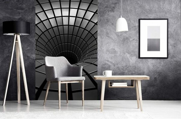 DIMEX | Vliesové fototapety na stenu 3D strieborná priepasť MS-2-0278 | 150 x 250 cm | metalická, čierna