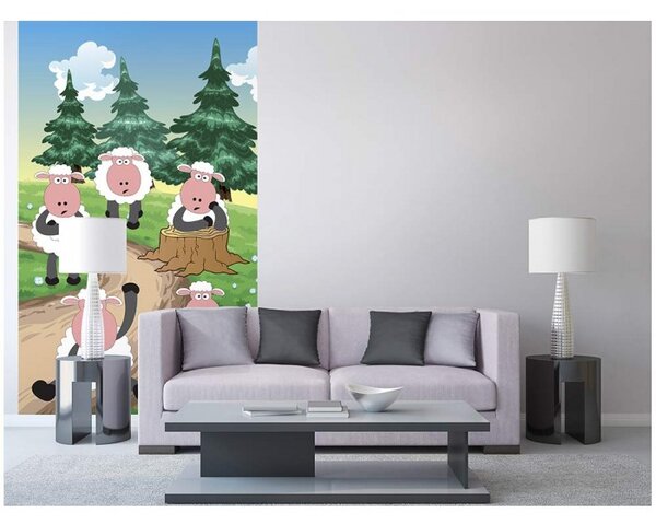 DIMEX | Vliesové fototapety na stenu Ovečky MS-2-0342 | 150 x 250 cm | zelená, viacfarebná