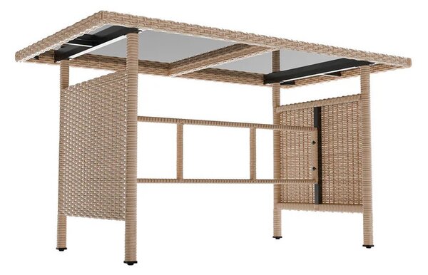 Záhradný ratanový set Manacor - krémový/pieskové podušky