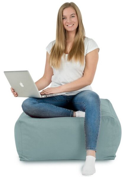 Plyšová taburetka kocka mätová