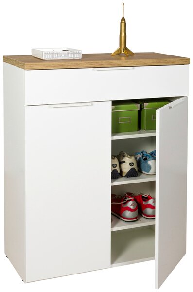 SKRINKA NA TOPÁNKY, dub artisan, biela s vysokým leskom, 82,3/102/35,2 cm Carryhome - Skrine, regály & police na topánky