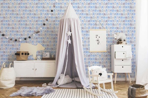 A.S. Création | Vliesová tapeta na stenu Little Love 38129-1 | 0,53 x 10,05 m | modrá, biela, béžová