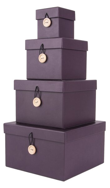 PRESENT TIME Sada štyroch fialových papierových boxov Uniform 7 × 7 × 8 cm, 11,5 × 11,5 × 10 cm, 15,5 × 15,5 × 11,5 cm, 20 × 20 × 12 cm