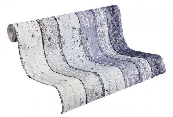 A.S. Création | Vliesová tapeta na stenu Best of Wood & Stone 8550-60 | 0,53 x 10,05 m | modrá, biela, šedá