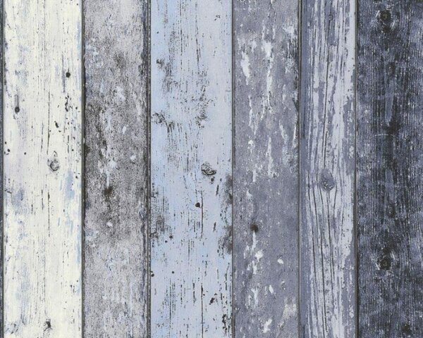 A.S. Création | Vliesová tapeta na stenu Best of Wood & Stone 8550-60 | 0,53 x 10,05 m | modrá, biela, šedá