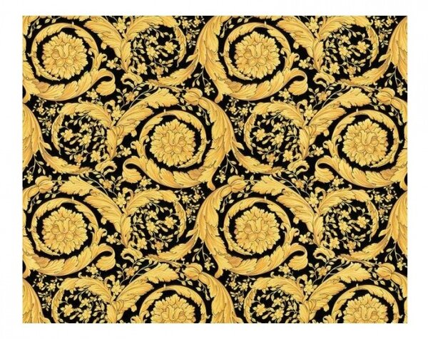 A.S. Création | Vliesová tapeta na stenu Versace 93583-4 | 0,70 x 10,05 m | zlatá, čierna