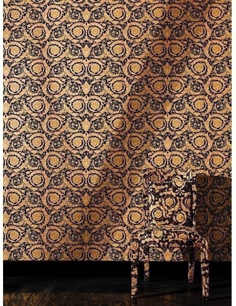A.S. Création | Vliesová tapeta na stenu Versace 93583-4 | 0,70 x 10,05 m | zlatá, čierna