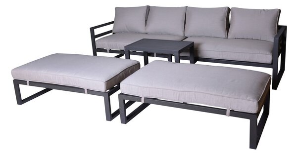 Čierno-béžový kovový záhradný lounge set pre 8 Portland – Rojaplast