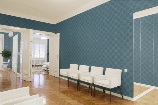 A.S. Création | Vliesová tapeta na stenu Pop Style 37477-3 | 0,53 x 10,05 m | modrá, zlatá