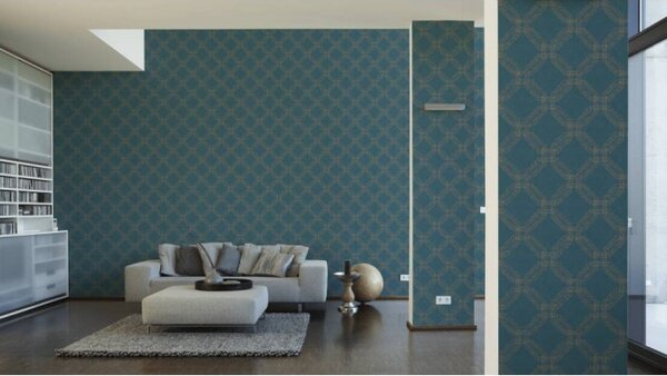A.S. Création | Vliesová tapeta na stenu Pop Style 37477-3 | 0,53 x 10,05 m | modrá, zlatá