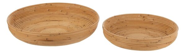 2ks prírodný ratanový podnos Rattan Boom - Ø 50*10 / Ø 40*8 cm - J-Line by Jolipa