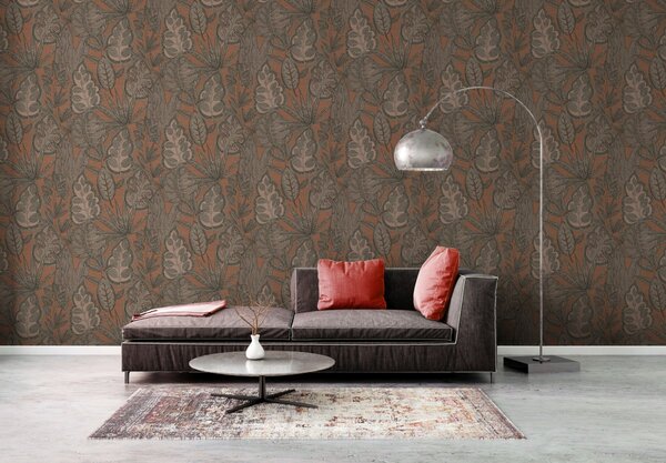 A.S. Création | Vliesová tapeta na stenu Famous Garden 39346-2 | 0,53 x 10,05 m | oranžová, béžová, hnedá