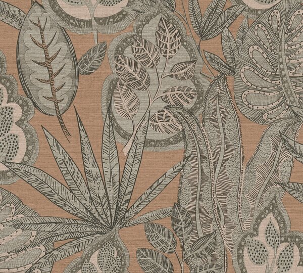 A.S. Création | Vliesová tapeta na stenu Famous Garden 39346-2 | 0,53 x 10,05 m | oranžová, béžová, hnedá