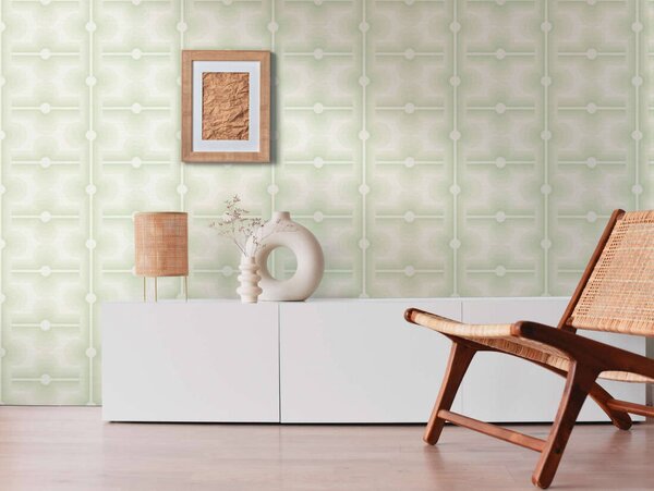 A.S. Création | Vliesová tapeta na stenu Retro Chic 39533-1 | 0,53 x 8,5 m | zelená, biela