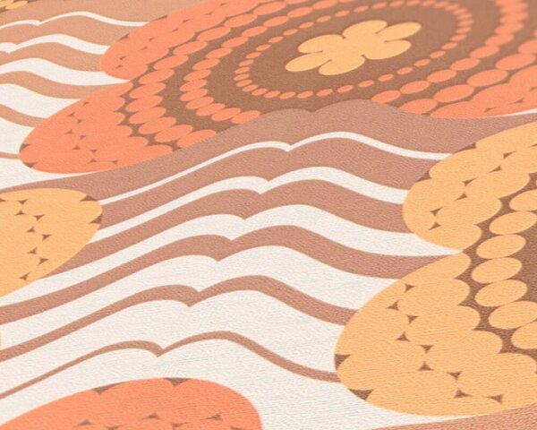A.S. Création | Vliesová tapeta na stenu Retro Chic 39539-3 | 0,53 x 8,5 m | krémová, hnedá, oranžová, okrová, viacfarebná