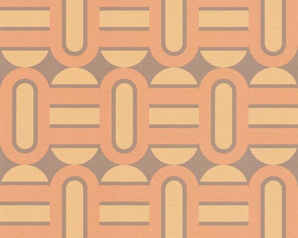 A.S. Création | Vliesová tapeta na stenu Retro Chic 39536-2 | 0,53 x 8,5 m | oranžová, hnedá, žltá