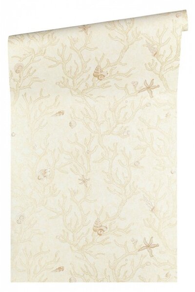 A.S. Création | Vliesová tapeta na stenu Versace 34496-1V | 0,70 x 10,05 m | metalická, krémová, béžová