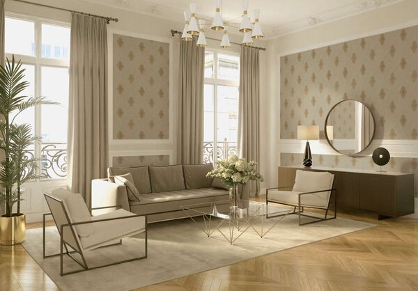 A.S. Création | Vliesová tapeta na stenu Luxury Wallpaper 31946-3 | 0,53 x 10,05 m | béžová, zlatá