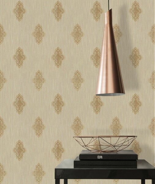 A.S. Création | Vliesová tapeta na stenu Luxury Wallpaper 31946-3 | 0,53 x 10,05 m | béžová, zlatá