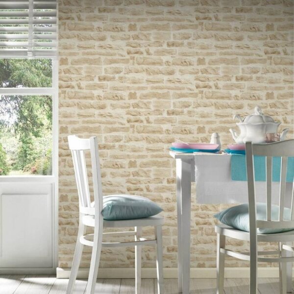 A.S. Création | Vliesová tapeta na stenu Best of Wood & Stone 35580-2 | 0,53 x 10,05 m | krémová