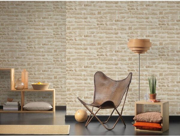A.S. Création | Vliesová tapeta na stenu Best of Wood & Stone 35580-2 | 0,53 x 10,05 m | krémová