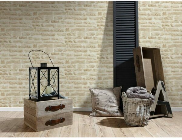 A.S. Création | Vliesová tapeta na stenu Best of Wood & Stone 35580-2 | 0,53 x 10,05 m | krémová