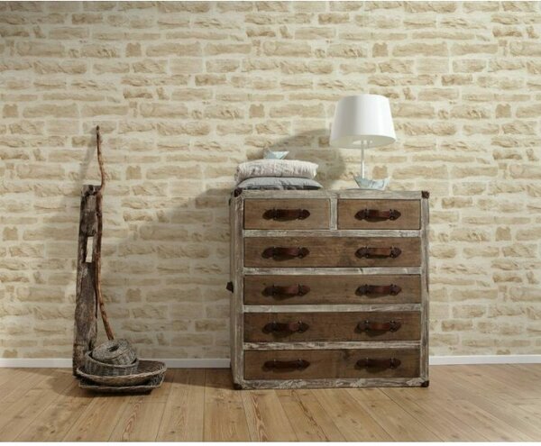 A.S. Création | Vliesová tapeta na stenu Best of Wood & Stone 35580-2 | 0,53 x 10,05 m | krémová