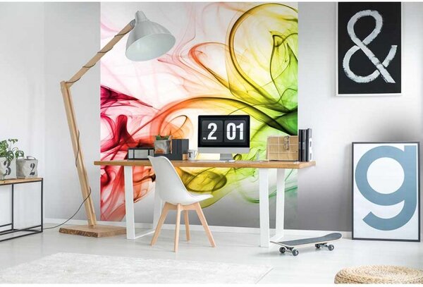 DIMEX | Vliesová fototapeta na stenu Teplý dym farieb MS-3-0289 | 225 x 250 cm | biela, ružová, žltá, zelená, oranžová