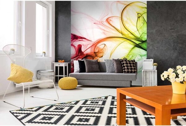 DIMEX | Vliesová fototapeta na stenu Teplý dym farieb MS-3-0289 | 225 x 250 cm | biela, ružová, žltá, zelená, oranžová