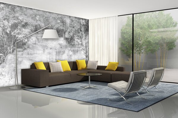 DIMEX | Vliesové fototapety na stenu Abstrakt vodopád I. MS-5-0387 | 375 x 250 cm | šedá, biela, čierna
