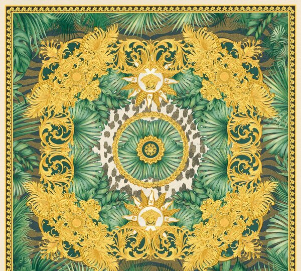 A.S. Création | Vliesová tapeta na stenu VERSACE 38703-4 | 0,70 x 10,05 m | zelená, zlatá, hnedá