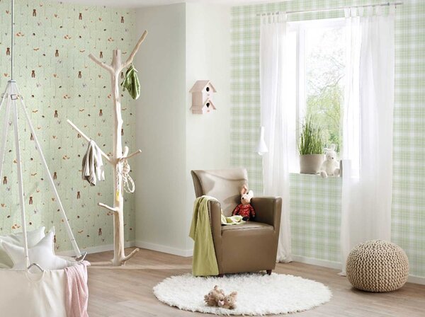 A.S. Création | Vliesová tapeta na stenu Little Love 38119-2 | 0,53 x 10,05 m | zelená, biela, hnedá