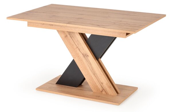 Rozkladací jedálenský stôl KARELO, 130-175x76x85, dub wotan/čierna