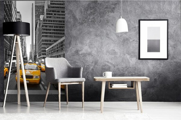 DIMEX | Vliesové fototapety na stenu Taxi v meste MS-2-0008 | 150 x 250 cm | čiernobiela, žltá