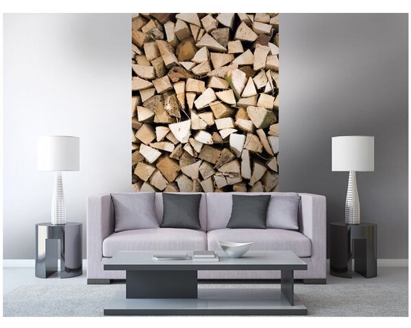 DIMEX | Vliesové fototapety na stenu Drevené polená MS-2-0161 | 150 x 250 cm | hnedá, béžová