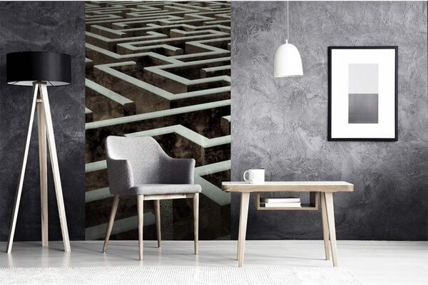 DIMEX | Vliesové fototapety na stenu 3D labyrint MS-2-0279 | 150 x 250 cm | hnedá, šedá