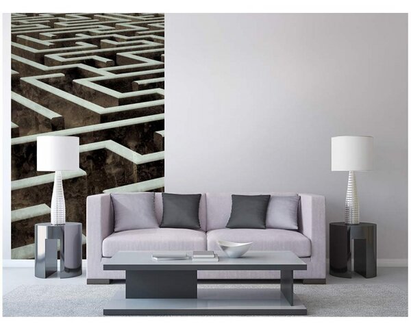 DIMEX | Vliesové fototapety na stenu 3D labyrint MS-2-0279 | 150 x 250 cm | hnedá, šedá