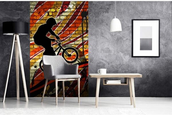 DIMEX | Vliesové fototapety na stenu Červené koleso MS-2-0327 | 150 x 250 cm | červená, čierna, žltá