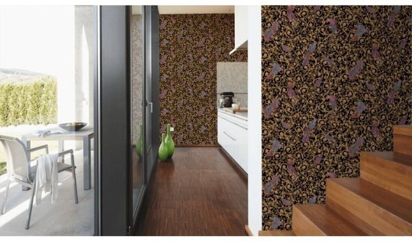 A.S. Création | Vliesová tapeta na stenu Versace 37053-1 | 0,70 x 10,05 m | čierna, žltá, hnedá