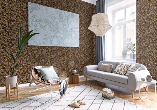 A.S. Création | Vliesová tapeta na stenu Versace 37053-1 | 0,70 x 10,05 m | čierna, žltá, hnedá
