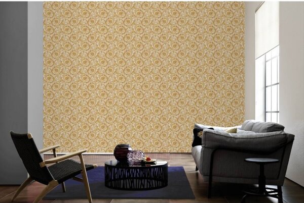 A.S. Création | Vliesová tapeta na stenu Versace 36692-5 | 0,70 x 10,05 m | žltá, hnedá, krémová