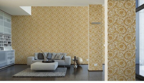 A.S. Création | Vliesová tapeta na stenu Versace 36692-5 | 0,70 x 10,05 m | žltá, hnedá, krémová