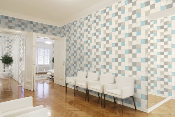 A.S. Création | Vliesová tapeta na stenu New Walls 37406-1 | 0,53 x 10,05 m | modrá, biela, šedá
