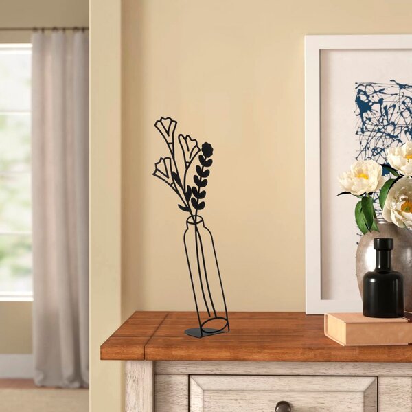 Hanah Home Kovová dekorácia Flowerpot X 56 cm čierna