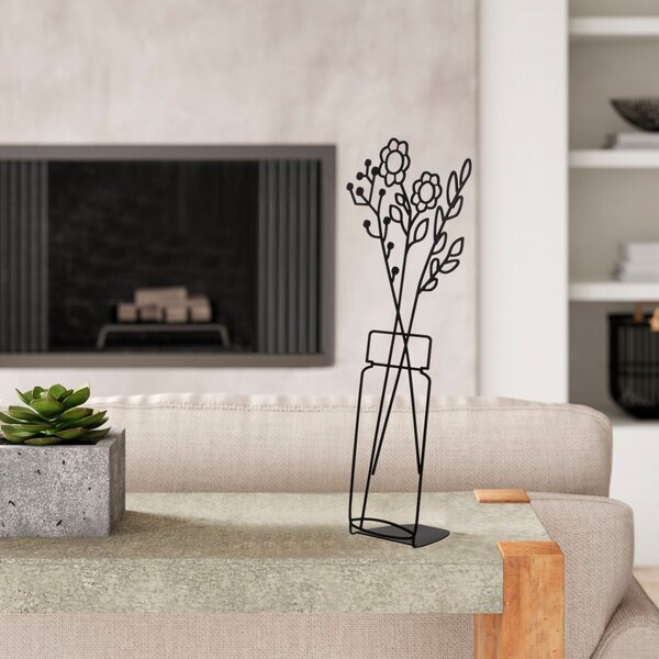 Hanah Home Kovová dekorácia Flowerpot IX 52 cm čierna
