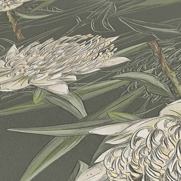 A.S. Création | Vliesová tapeta na stenu Drawn into Nature 39432-1 | 0,53 x 10,05 m | krémová, zelená