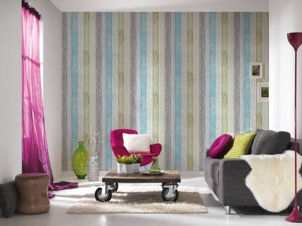A.S. Création | Vliesová tapeta na stenu Elements 8550-77 | 0,53 x 10,05 m | zelená, modrá, béžová, šedá