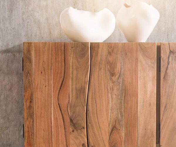 DELIFE Komoda Live-Edge 220 cm akácia prírodná masív 6 dvierka