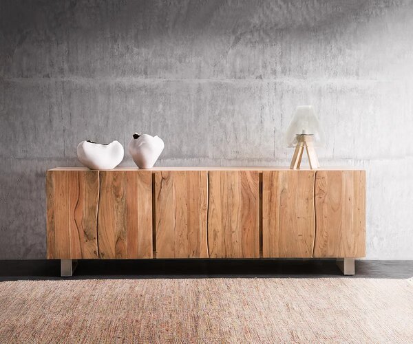 DELIFE Komoda Live-Edge 220 cm akácia prírodná masív 6 dvierka