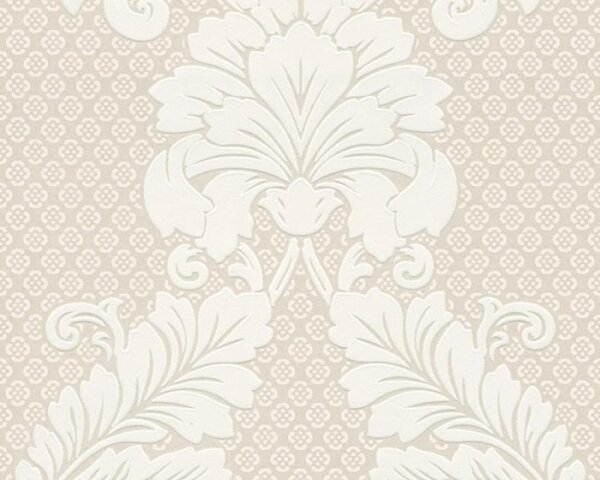 A.S. Création | Vliesová tapeta na stenu Luxury Wallpaper 30544-1 | 0,52 x 10 05 m | biela, metalická, krémová